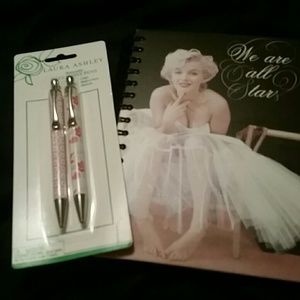 Marilyn Monroe notebook and Laura Ashley pens