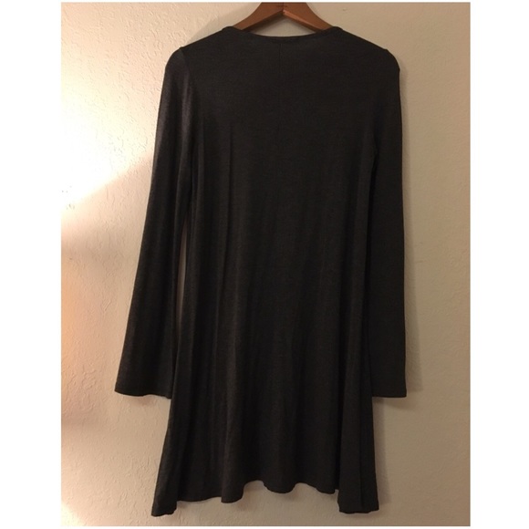 ❌SOLD❌ BOGO Gray lace up dress with bell sleeves - Picture 3 of 4