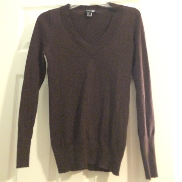 Brown Forever 21 V-Neck Sweater