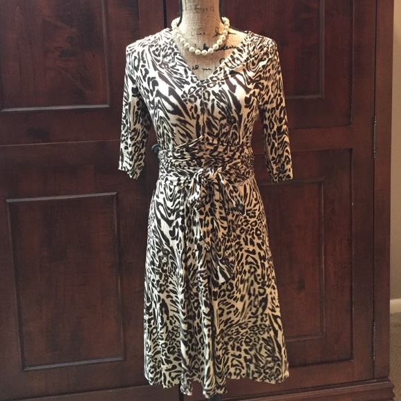 Etcetera NYC brown and ivory cheetah print dress