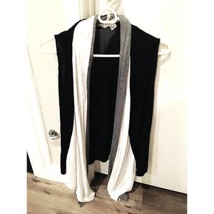Black white grey Three color mix longline vest