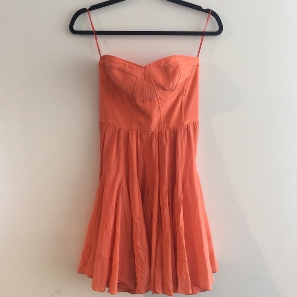Rebecca Taylor coral bustier dress w full skirt