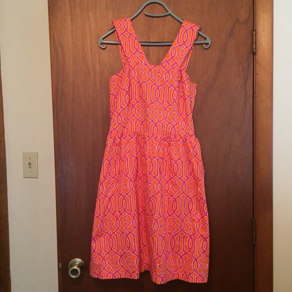 Size L Orange and Pink Pattern Tank Dress