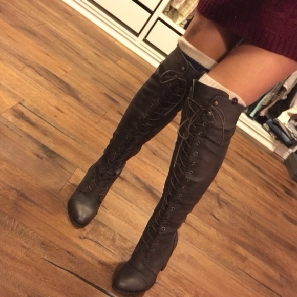 Shoes - Knee high lace up boots, size 5.5