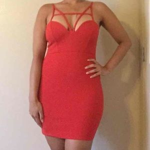 Sexy red dress with strap detail
