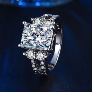 New 3CT silver wedding ring