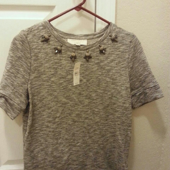 LOFT Short Sleeve Embellished Sweatshirt