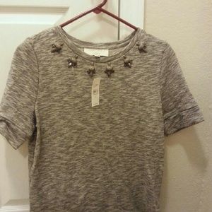 LOFT Short Sleeve Embellished Sweatshirt