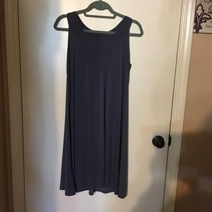 Slate grey sleeveless dress.