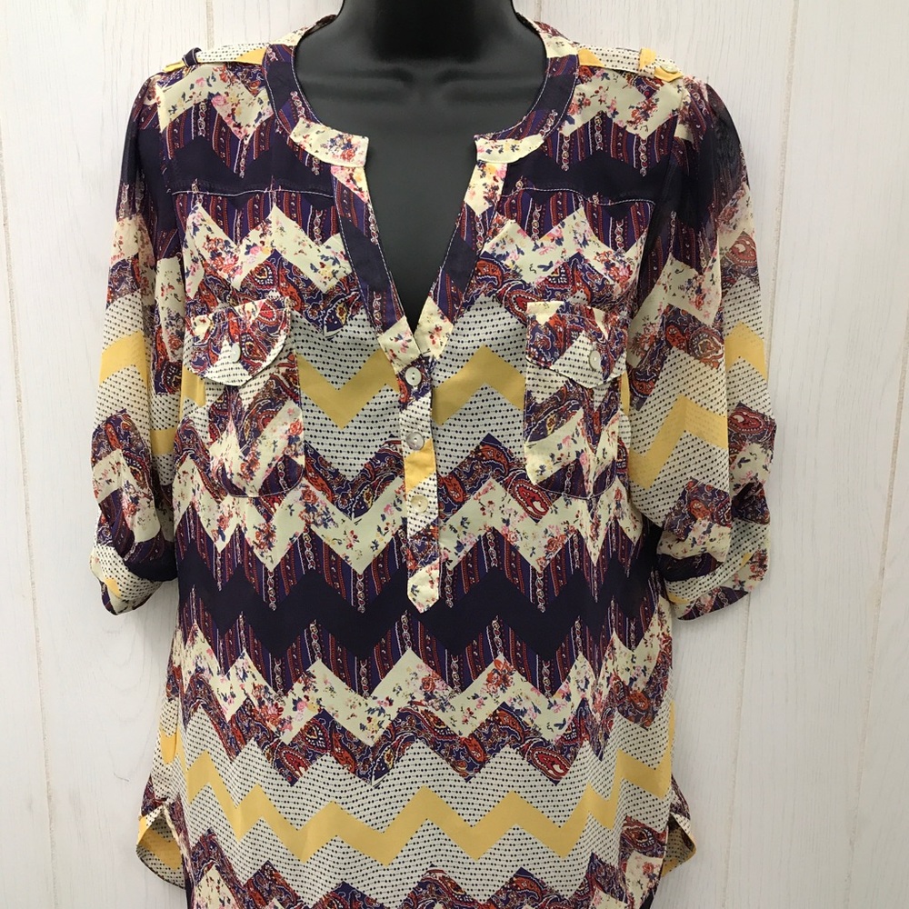 Angie 3/4 Sleeve Sheer Blouse Sz Medium