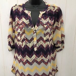 Angie 3/4 Sleeve Sheer Blouse Sz Medium