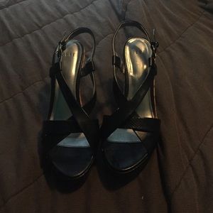 Black wedge sandal