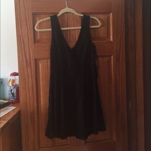 Black Lace Open Back Skater Dress