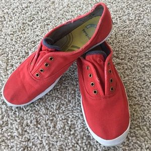 Keds red slip-on sneakers