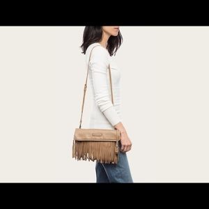 Frye mustard yellow fringe cross body bag