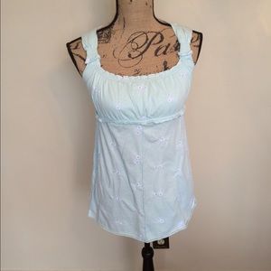 BCBG Maxazria knit w/ embroidery trim top mint gr.