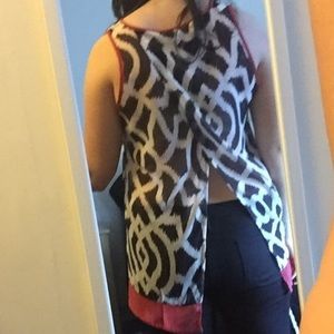 NWOT Black and White tank blouse with open back