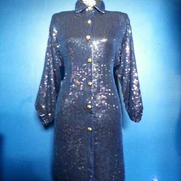 On the runway is a Blue Vintage Dress/Jacket