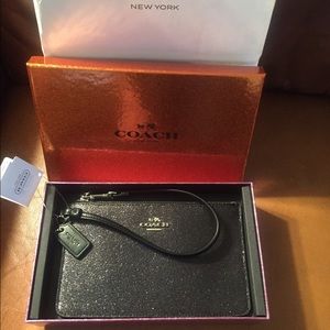 *NWT* coach black glitter wristlet