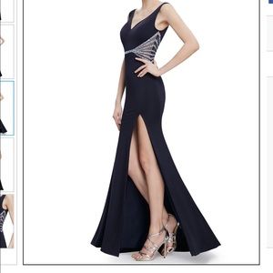 New and elegant pageant dress with sexy slit black