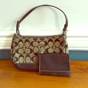 Black and gray Coach purse and coin purse set