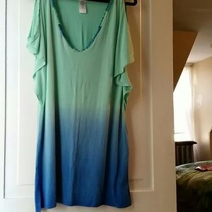 Dotti cold shoulder beach coverup small tie dye