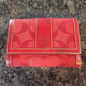 Authentic red leather Coach wallet