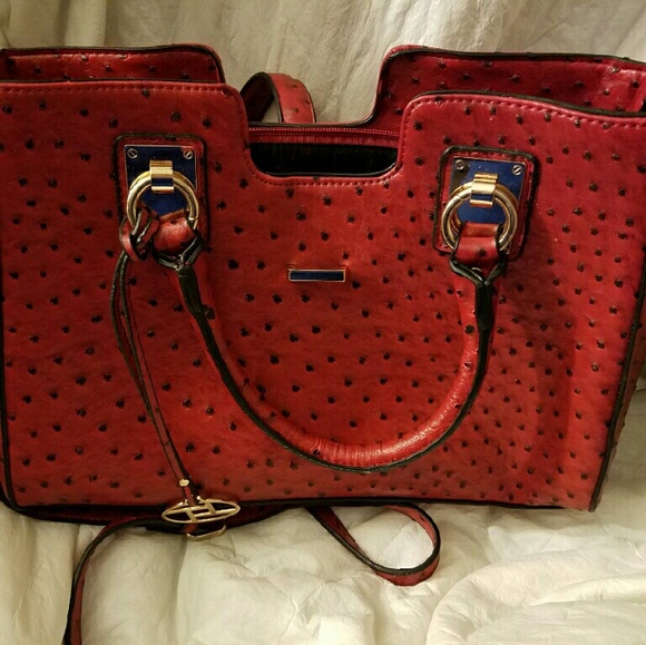 👜👜Brand New Mark Cielo Red Ostrich Handbag👜👜