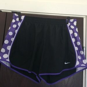 Nike Dri-Fit Tempo Shorts Purple and White Dot