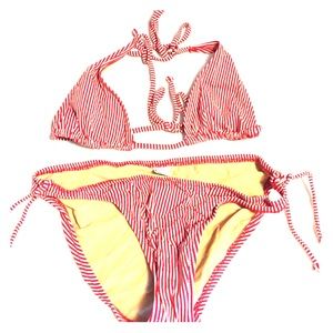J. Crew red and white bikini