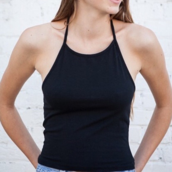 Brandy Melville black sachi halter crop top