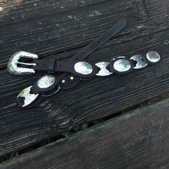 Texas style silver & leather belt