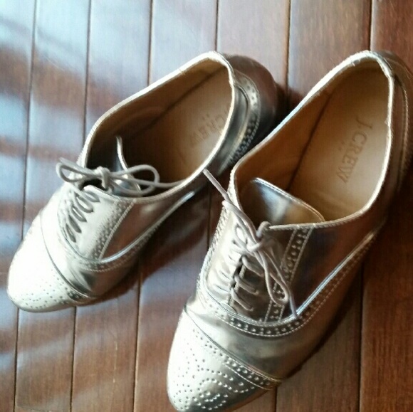 J. Crew Factory Shoes - J. Crew Factory Metallic Oxfords Silver