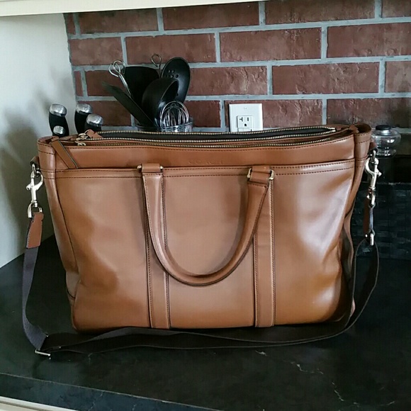 Coach tan leather computer bag