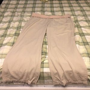Wide Leg Linen Khaki Pants