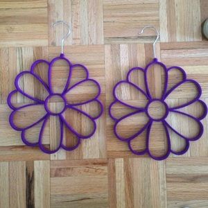 Purple scarf organizers/hangers
