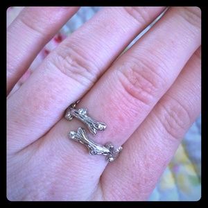Sterling silver branch ring with cubic zirconias