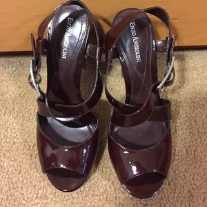 Enzo Angiolini patent brown heels