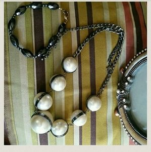 Magnetic Hematite bracelet and pearl necklace