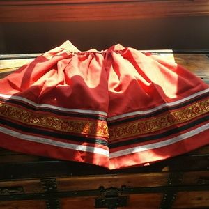 Red skirt with pattern detailing