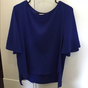 Cobalt blue flutter sleeve blouse