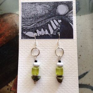 Green hand crafted earrings