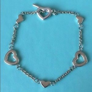 Tiffany & Co silver heart toggle bracelet 7in