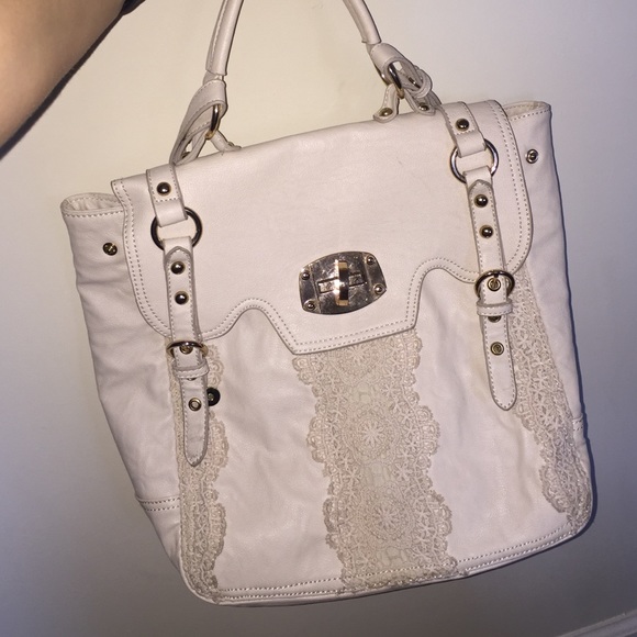 Cream lace purse