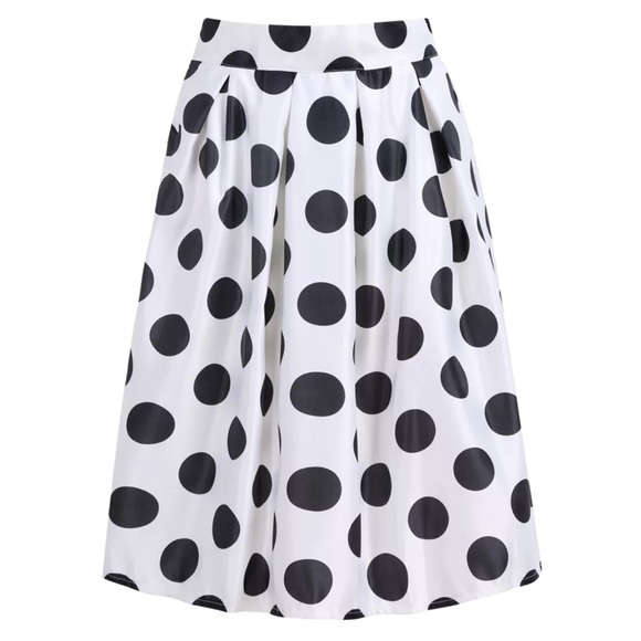 ‼️PRICE FIRM LAST CALL Satin Swing Polka Dot Skirt - Picture 2 of 4