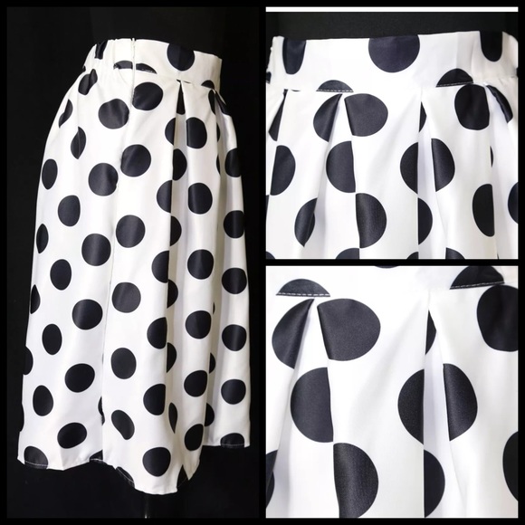 ‼️PRICE FIRM LAST CALL Satin Swing Polka Dot Skirt - Picture 3 of 4