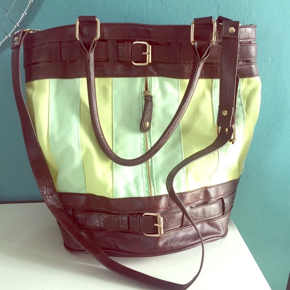 Urban Outfitters Leather and Canvas Bucket Tote