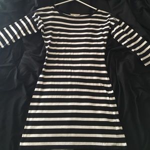 Black and white striped dress