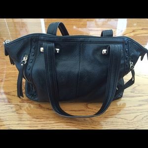 B Makowsky black leather handbag