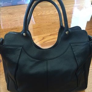 Black leather Perlina handbag